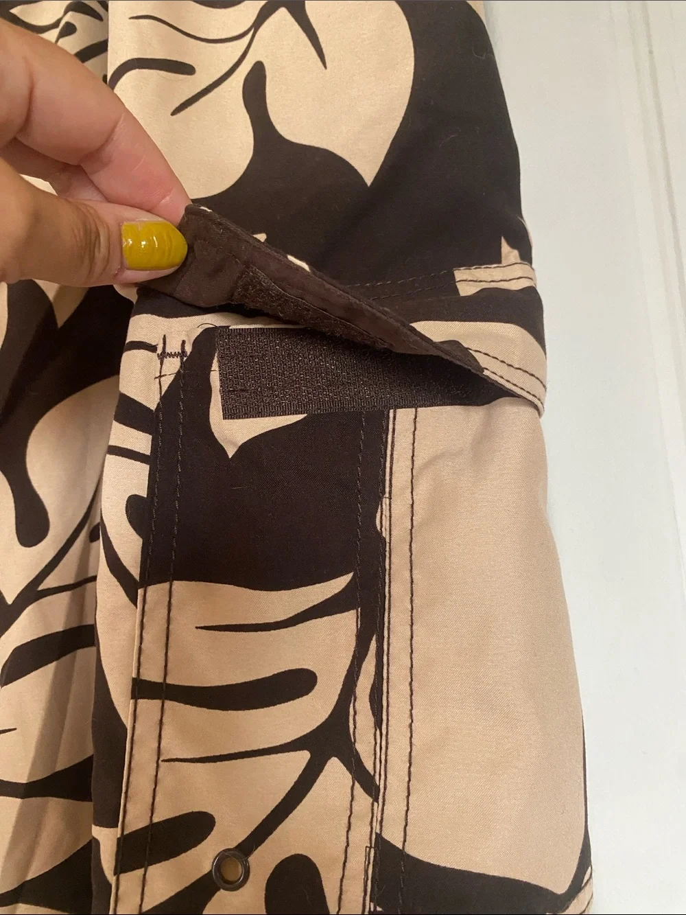 Men's Brown & Cream Floral Cargo Swim Board Shorts